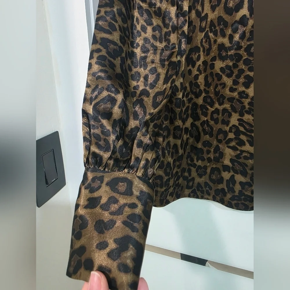 ZARA WOMAN ANIMAL PRINT SHIRT Top Blouse Leopard - Picture 4 of 16